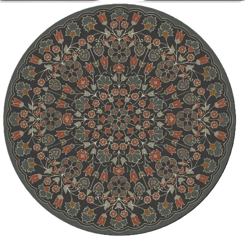 Spicher Biltmore Arabesque Bloom Oxidized Petals - round vinyl floor cloth