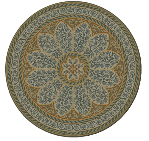 Spicher Biltmore Estate Tracery Willow and Umber - round vinyl floor cloth