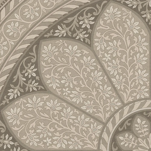 Estate Tracery Ivory Mist - round vinyl floor cloth detail