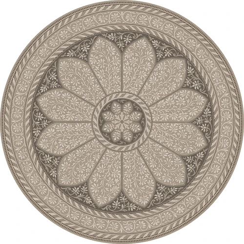 Biltmore Estate Tracery Ivory Mist - round vinyl floor cloth all sizes