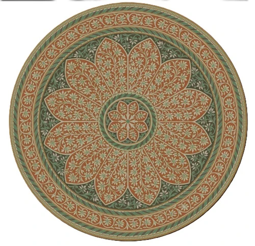 Spicher Biltmore Estate Tracery Verdigris Flame - round vinyl floor cloth
