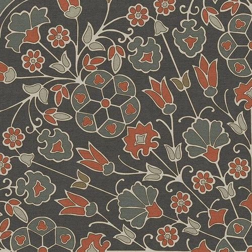 Biltmore Arabesque Bloom Oxidized Petals - round vinyl floor cloth detail