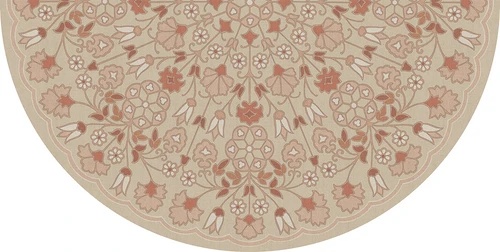 Biltmore Arabesque Bloom Blush Parchment - half round vinyl floor cloth 
