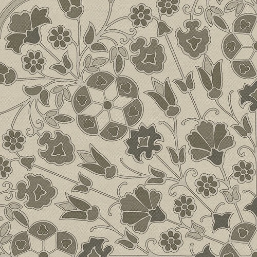 Spicher Biltmore Arabesque Bloom Graphite garden- half round vinyl floor cloth detail 