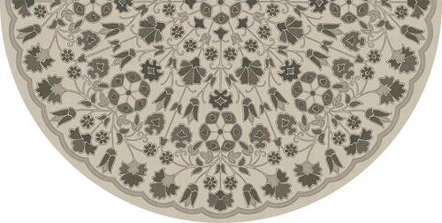 Spicher Biltmore Arabesque Bloom Graphite garden- half round vinyl floor cloth detail 