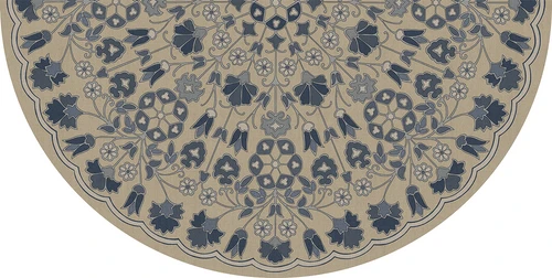 Spicher Biltmore Arabesque Bloom Indigo Linen - half round vinyl floor cloth