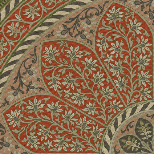 Estate Tracery Crimson Relic - round vinyl floor cloth detail