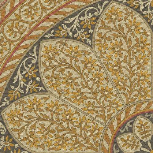 Estate Tracery Gilded Dusk - round vinyl floor cloth detail