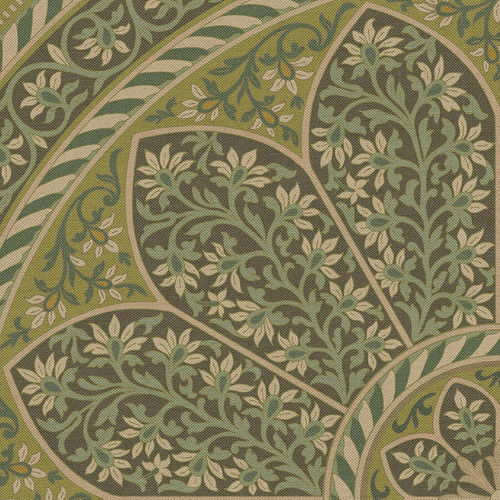 Estate Tracery Fernwater - round vinyl floor cloth detail