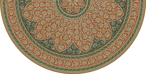 Biltmore Estate Tracery Verdigris Flame - half round vinyl floor cloth all sizes 