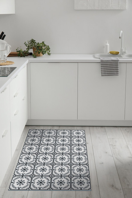 Zeus_A blue vinyl floor mat rug
