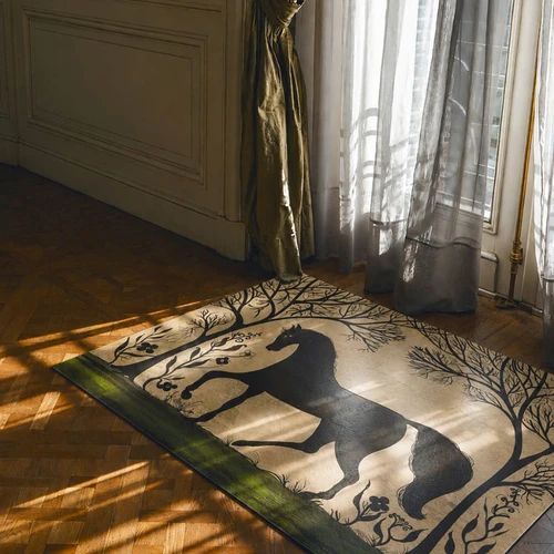 Animal Silhouette Horse - vinyl floor cloth