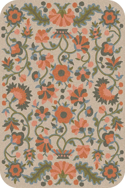 Parterre Flourishing Crest- vinyl floor cloth sizes 20x30, 24x36, 30x44, 38x56, 52x76, 70x102