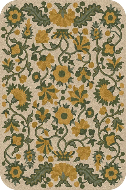 Parterre Mossy Sapling- vinyl floor cloth sizes 20x30, 24x36, 30x44, 38x56, 52x76, 70x102