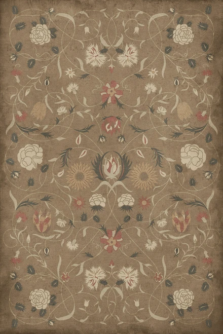 Floral Cecilia - vinyl floor cloth, image for all rectangle sizes