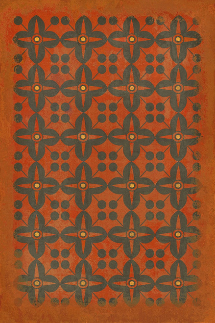 Classic Pattern 3 Red Rum (distressed) - vinyl floor cloth sizes 20x30, 24x36, 30x44, 38x56, 52x76, 70x102