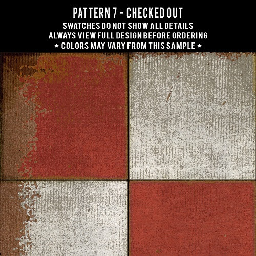 Classic Pattern 7 Checked Out (distressed)- vinyl floor cloth swatch sample