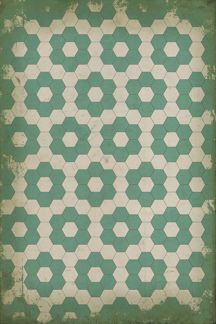 Classic Pattern 2 Water Lilies (distressed) - vinyl floor cloth sizes 20x30, 24x36, 30x44, 38x56, 52x76, 70x102