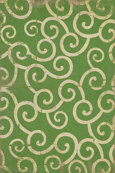 Classic Pattern 4 Sea of Green (distressed) - vinyl floor cloth sizes 20x30, 24x36, 30x44, 38x56, 52x76, 70x102