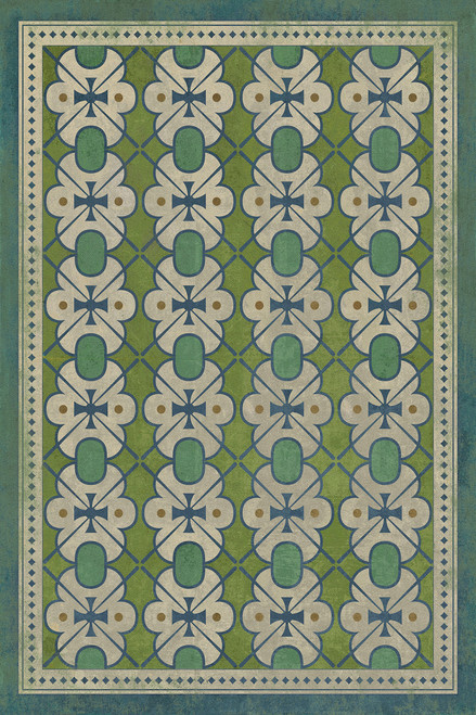 Classic Pattern 5 Mrs Peacock - vinyl floor cloth sizes 20x30, 24x36, 30x44, 38x56, 52x76, 70x102