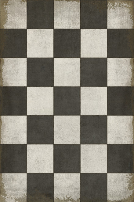 Classic Pattern 7 Checkered Past - (distressed) - vinyl floor cloth sizes 21x30, 24x36 30x42, 43x60, 48x67, 54x76