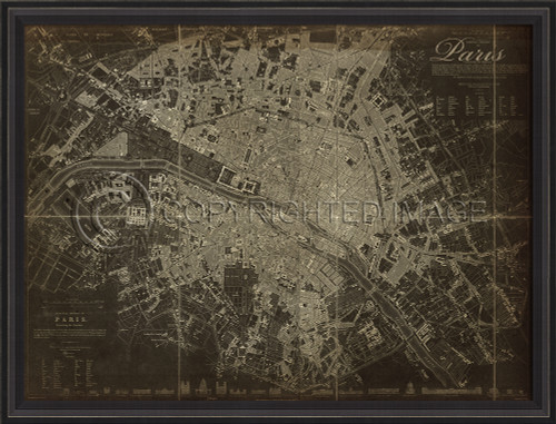 Paris map 1834 black