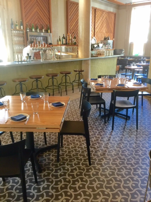 Jockey Hollow Bar and Grill use of Grey Matter vinyl floor cloth