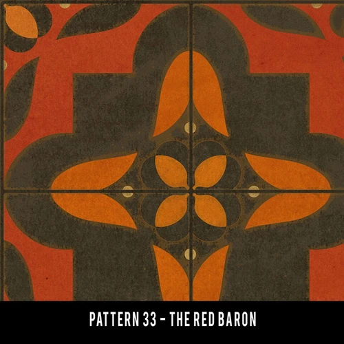 Pattern 33 The Red Baron - vinyl floor cloth swatch sample