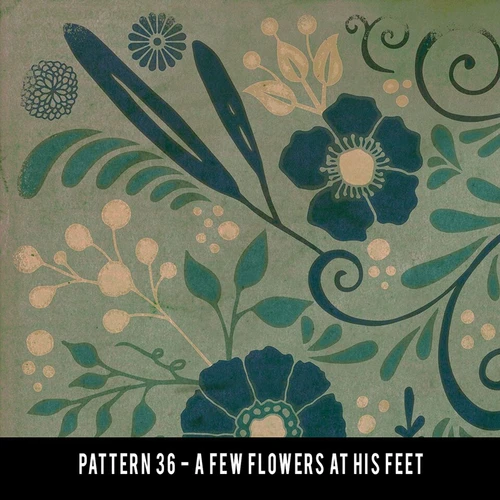 Pattern 36 A Few Flowers at His Feet - vinyl floor cloth swatch sample
