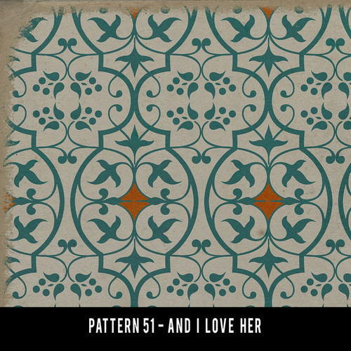 Pattern 51 And I Love Her - vinyl floor cloth swatch sample