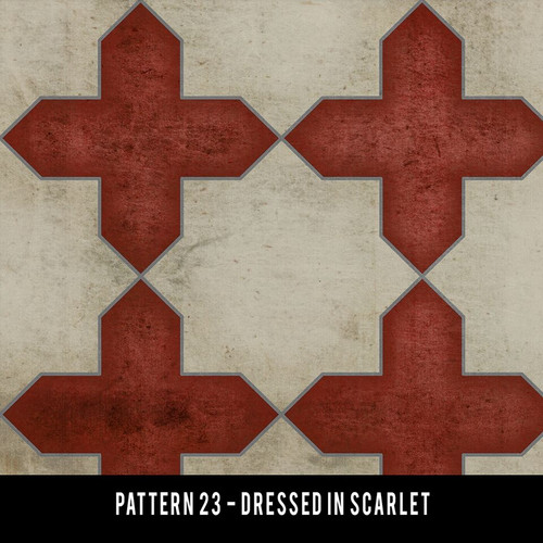 Pattern 23 Dressed in Scarlet - vinyl floor cloth swatch sample