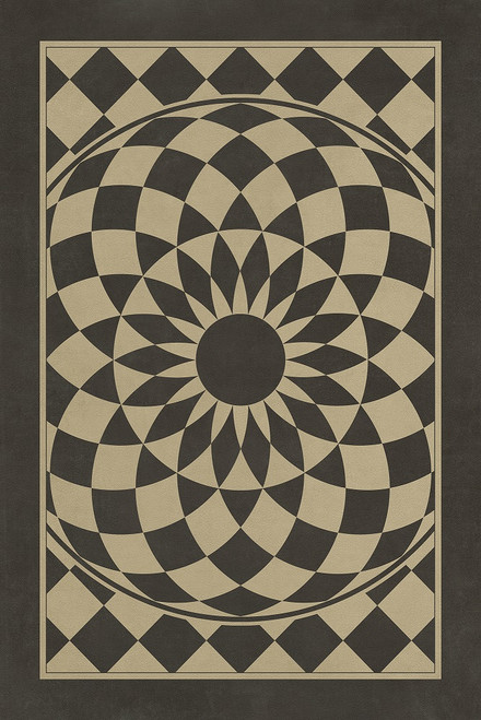 Pattern 1 We're All Mad Here vinyl floor cloth (lightly distressed)