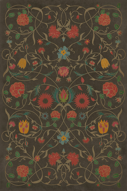 Williamsburg Floral Susannah - vinyl floor cloth Image for all rectangle sizes