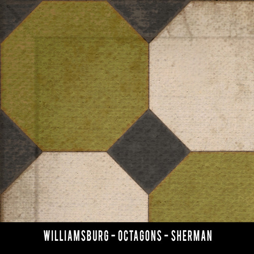 Williamsburg Octagons Sherman - vinyl floor cloth swatch sample