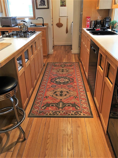 Williamsburg Traditional All Spice - vinyl floor cloth 36x90 used in a kitchen 