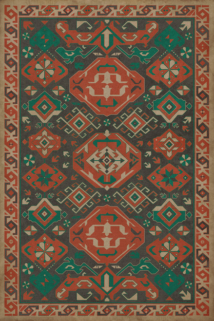 Williamsburg Traditional Clove - vinyl floor cloth image for all rectangle sizes