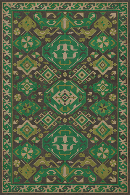 Williamsburg Traditional Dill - vinyl floor cloth image for all rectangle sizes