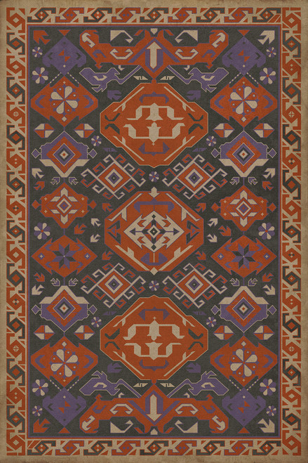 Williamsburg Traditional Lavender - vinyl floor cloth image for all rectangle sizes 