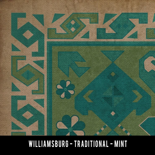 Williamsburg Traditional Mint - vinyl floor cloth swatch sample