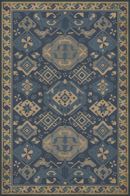 Williamsburg Traditional Nankeen - vinyl floor cloth image for all rectangle sizes