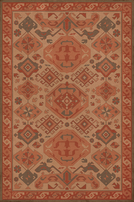 Williamsburg Traditional Pepperberry - vinyl floor cloth image for all rectangle sizes 