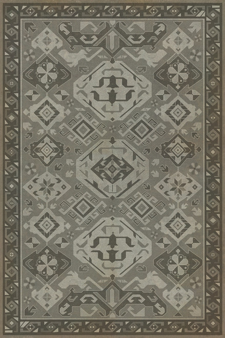 Williamsburg Traditional Poppy Seed - vinyl floor cloth image for all rectangle sizes 