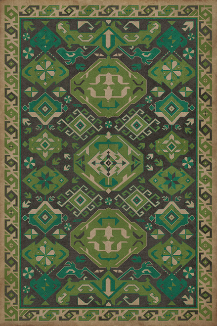 Williamsburg Traditional Thyme - vinyl floor cloth image for all rectangle sizes