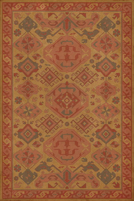 Williamsburg Traditional Turmeric - vinyl floor cloth image for all rectangle sizes 