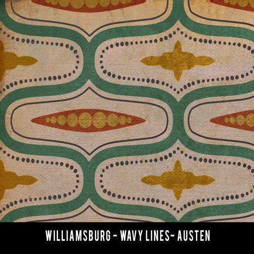 Williamsburg Wavy Lines Austen - vinyl floor cloth swatch sample