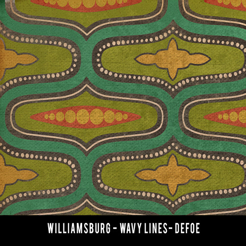 Williamsburg Wavy Lines Defoe - vinyl floor cloth swatch sample