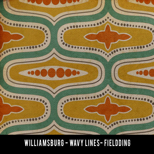Williamsburg Wavy Lines Fielding - vinyl floor cloth swatch sample