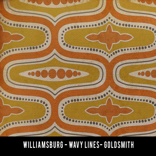 Williamsburg Wavy Lines Goldsmith - vinyl floor cloth swatch sample