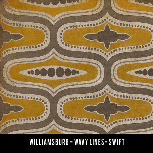 Williamsburg Wavy Lines Swift - vinyl floor cloth swatch sample