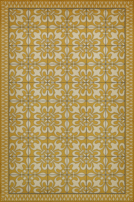Classic Pattern 55 Busy as a Bee - vinyl floor cloth sizes 20x30, 24x36,x30x44, 38x56